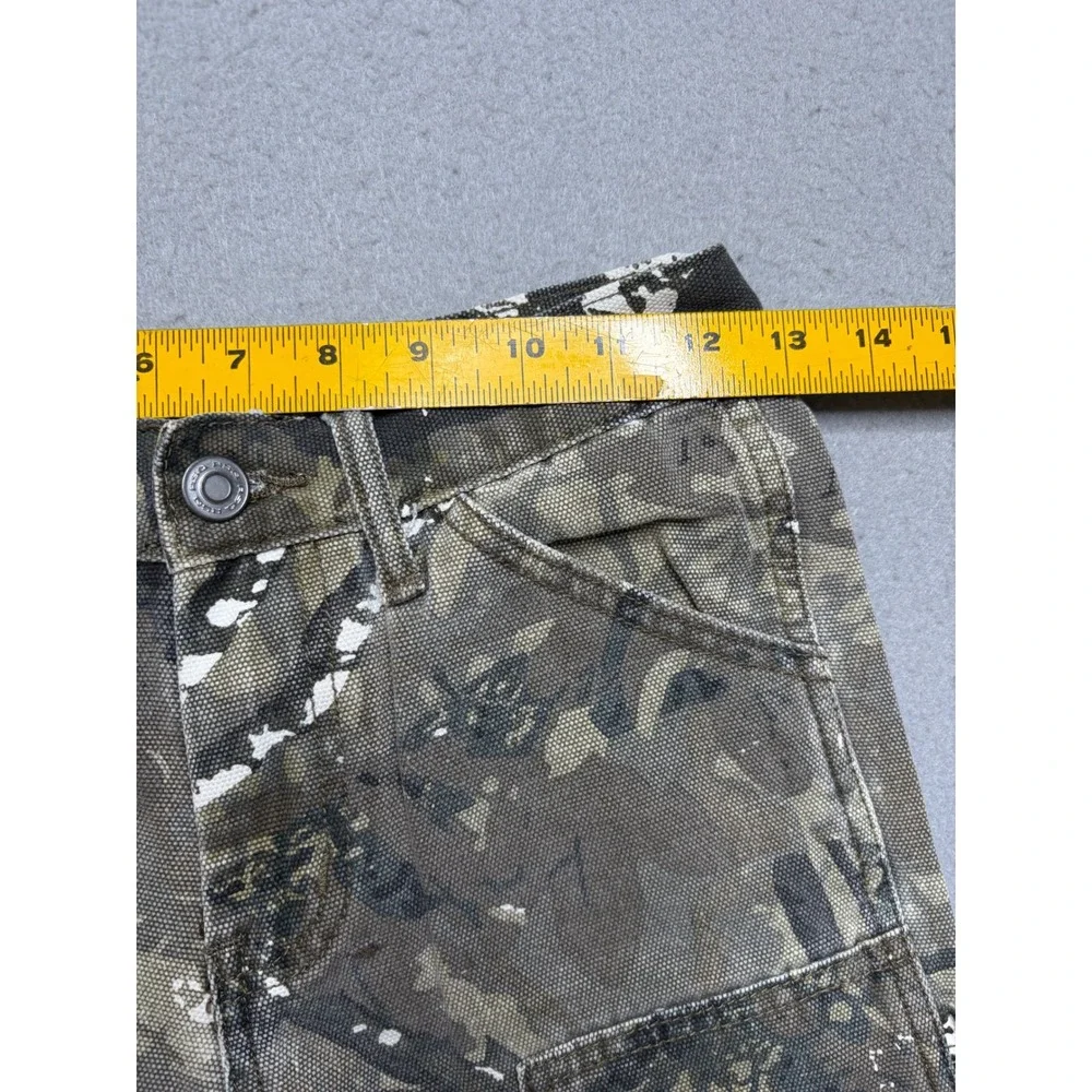 RSQ Carpenter Pants Kids Size 14 Camo Straight Leg Y2K Paint Splatter Utility